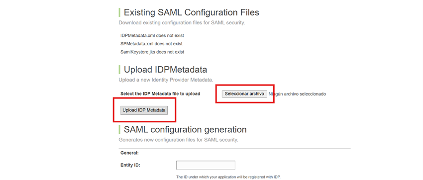 existing saml configuration files