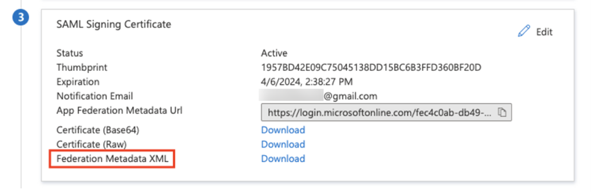 saml signing certificate
